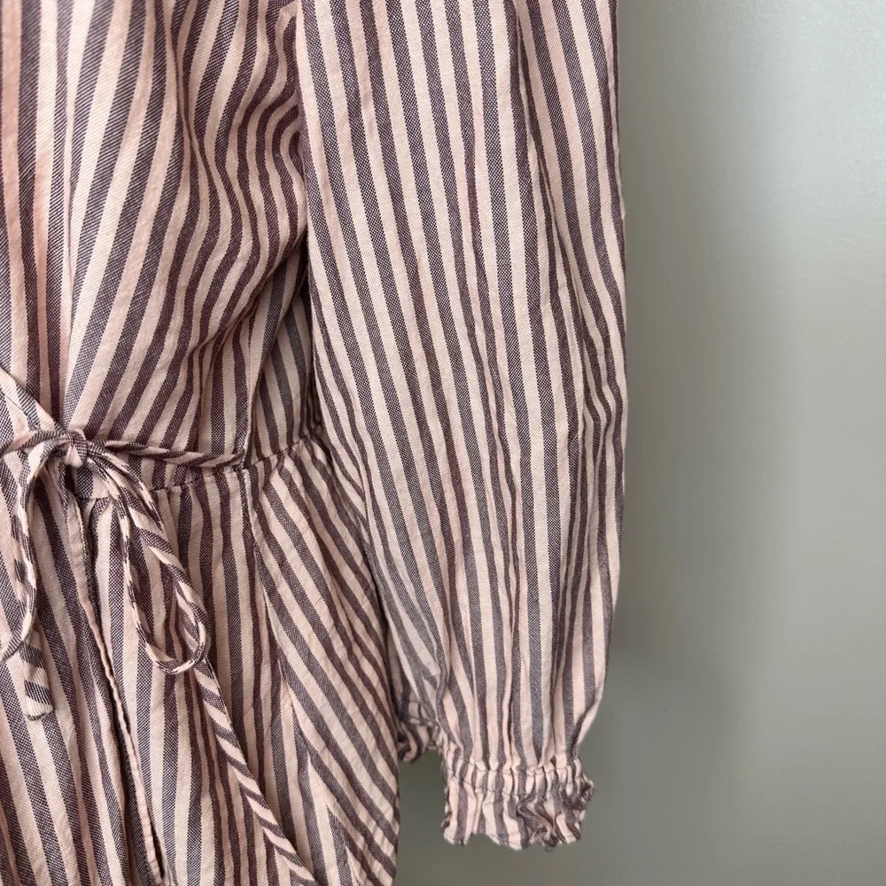 Madewell Puff-Sleeve Peplum Faux Wrap Top | Size S